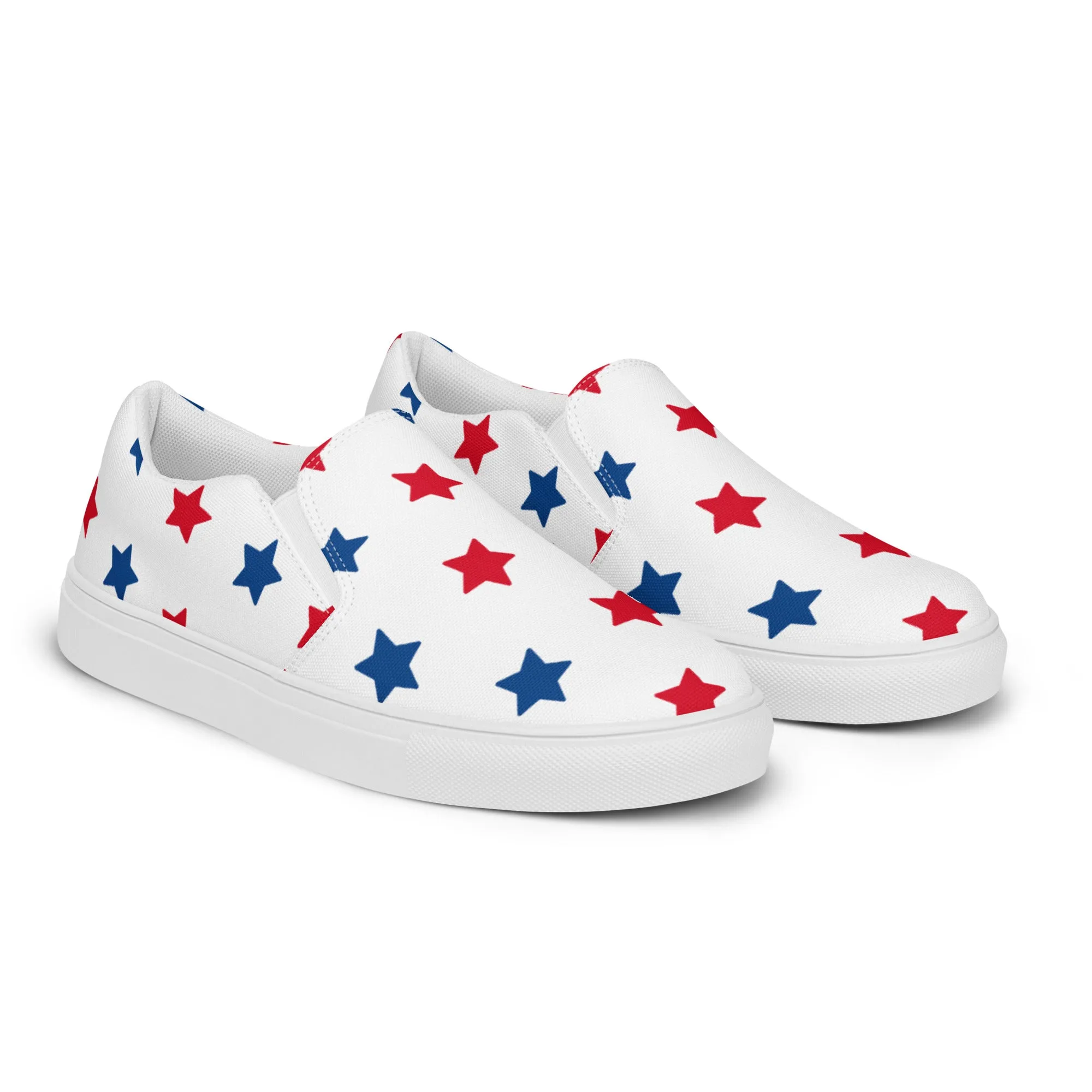 US Flag Women's Sneakers, American Patriotic July Fourth US National Holiday Print Women’s Slip-On Canvas Shoes (US Size: 5-12)