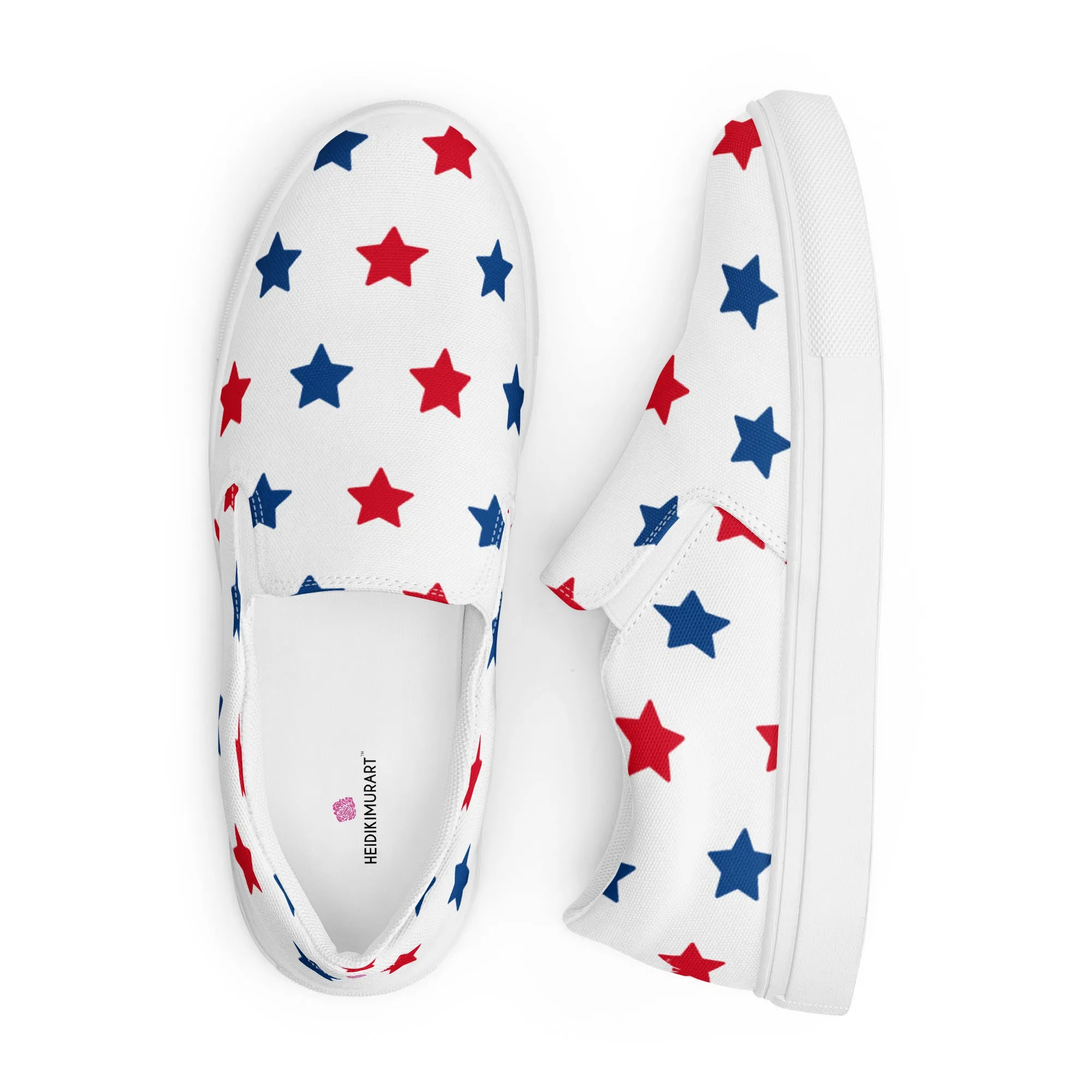 US Flag Women's Sneakers, American Patriotic July Fourth US National Holiday Print Women’s Slip-On Canvas Shoes (US Size: 5-12)