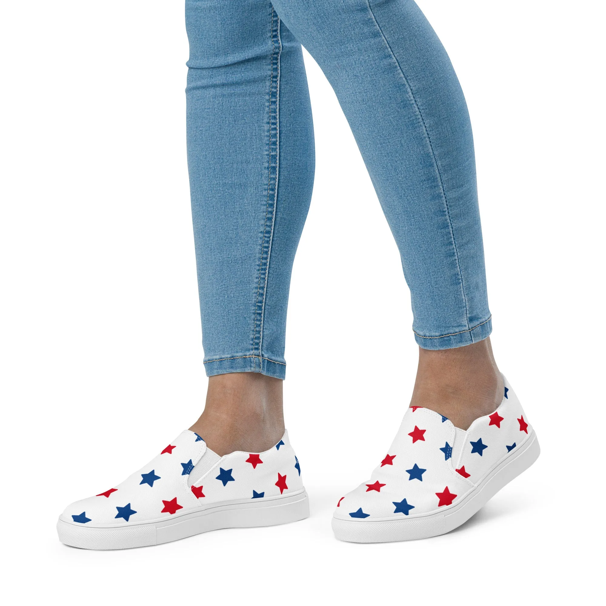 US Flag Women's Sneakers, American Patriotic July Fourth US National Holiday Print Women’s Slip-On Canvas Shoes (US Size: 5-12)