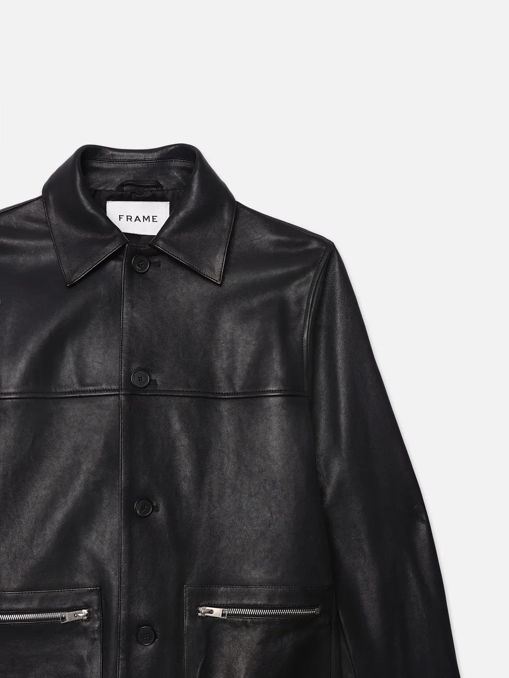 Utility Leather Jacket -- Black