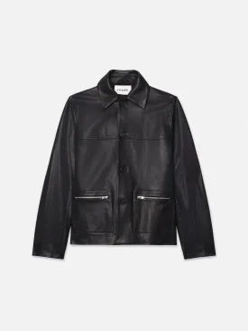 Utility Leather Jacket -- Black