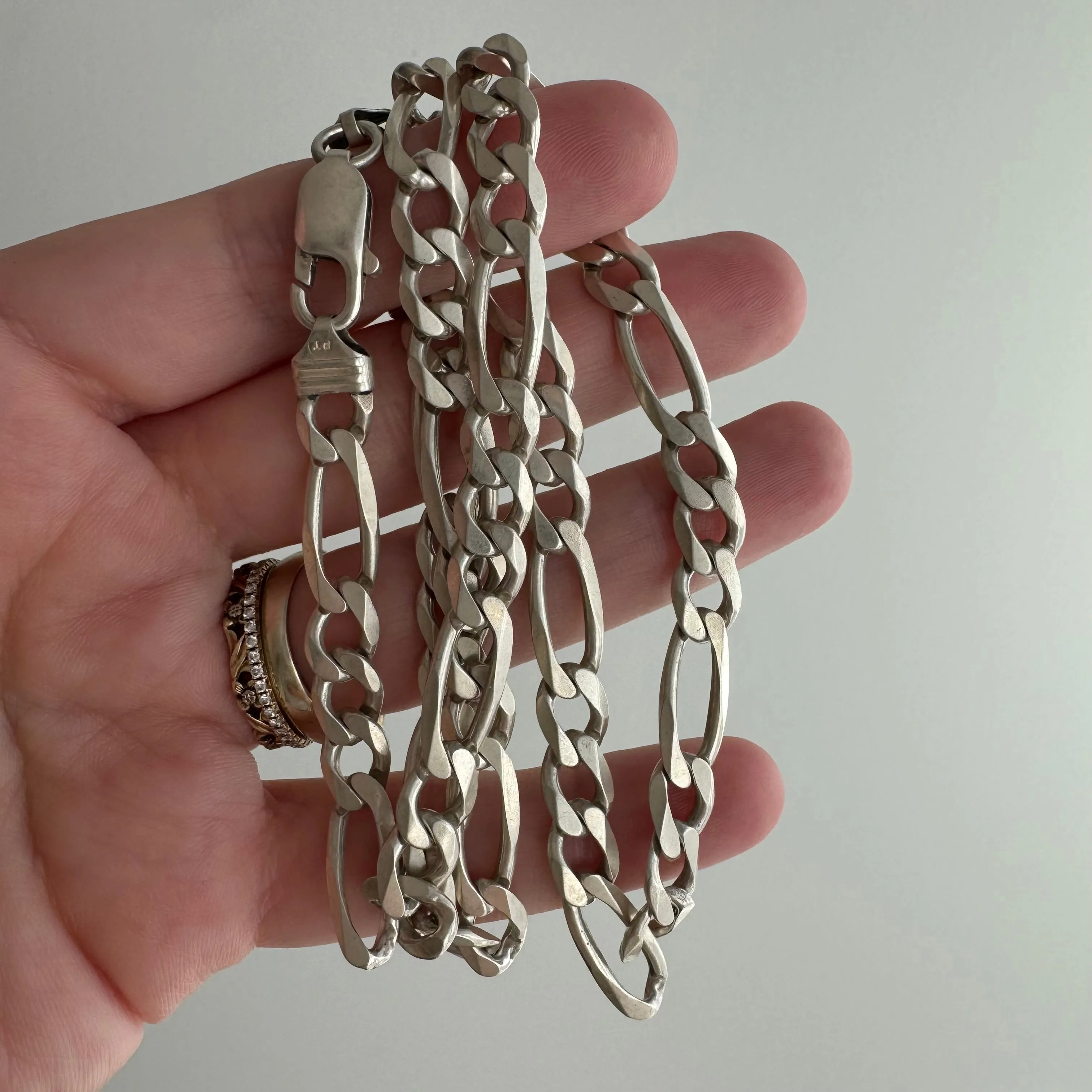 V I N T A G E // three to one figaro / Italy sterling silver figaro chain / 21", 32g