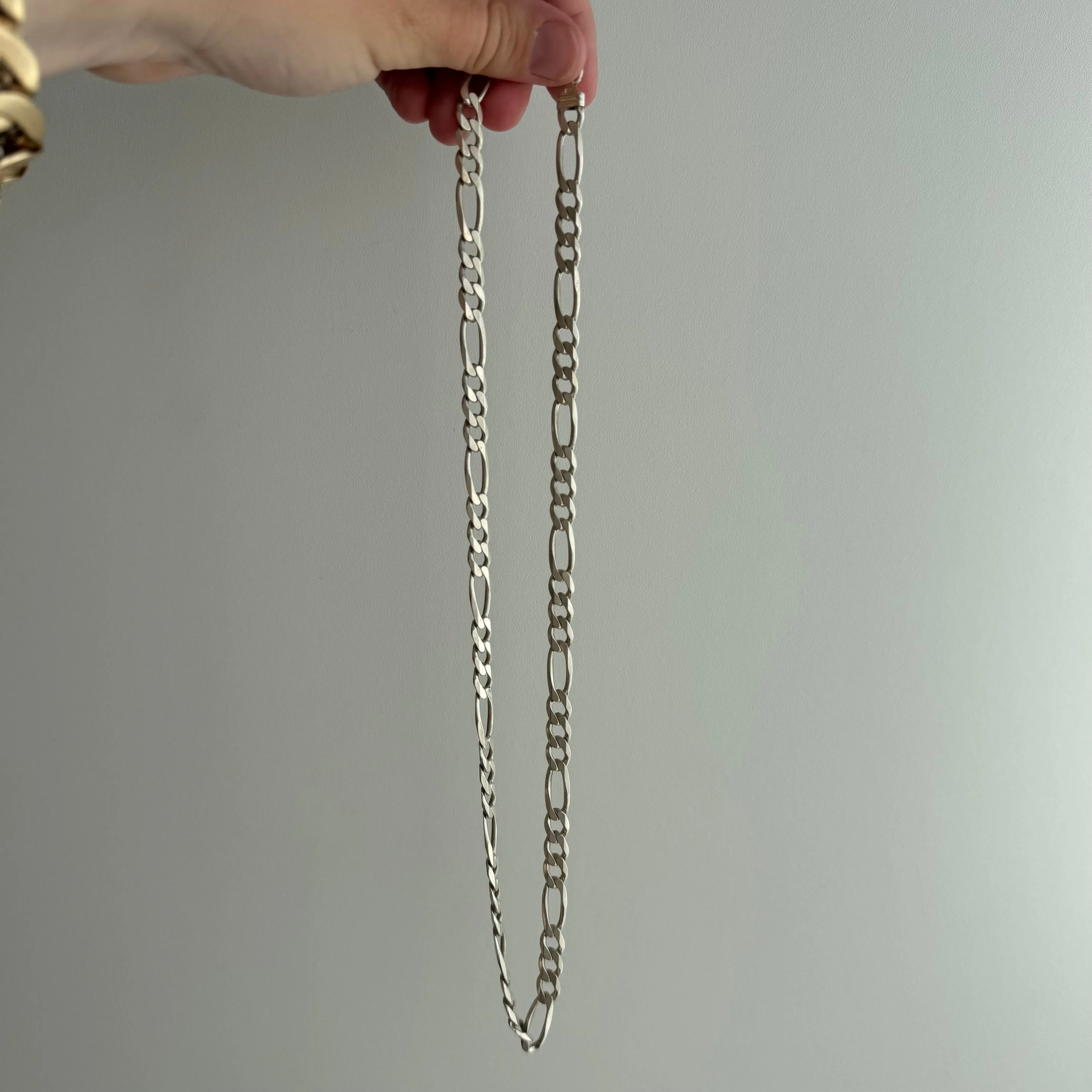 V I N T A G E // three to one figaro / Italy sterling silver figaro chain / 21", 32g