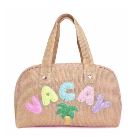 'Vacay' Straw Medium Duffle Bag