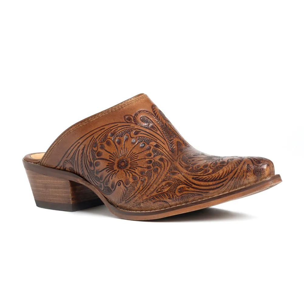 Valeria Hand-tooled Mules