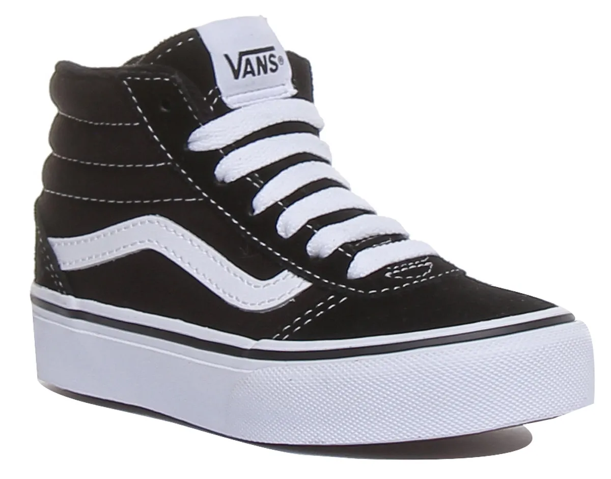 Vans Ward Hi In Black White For Kids