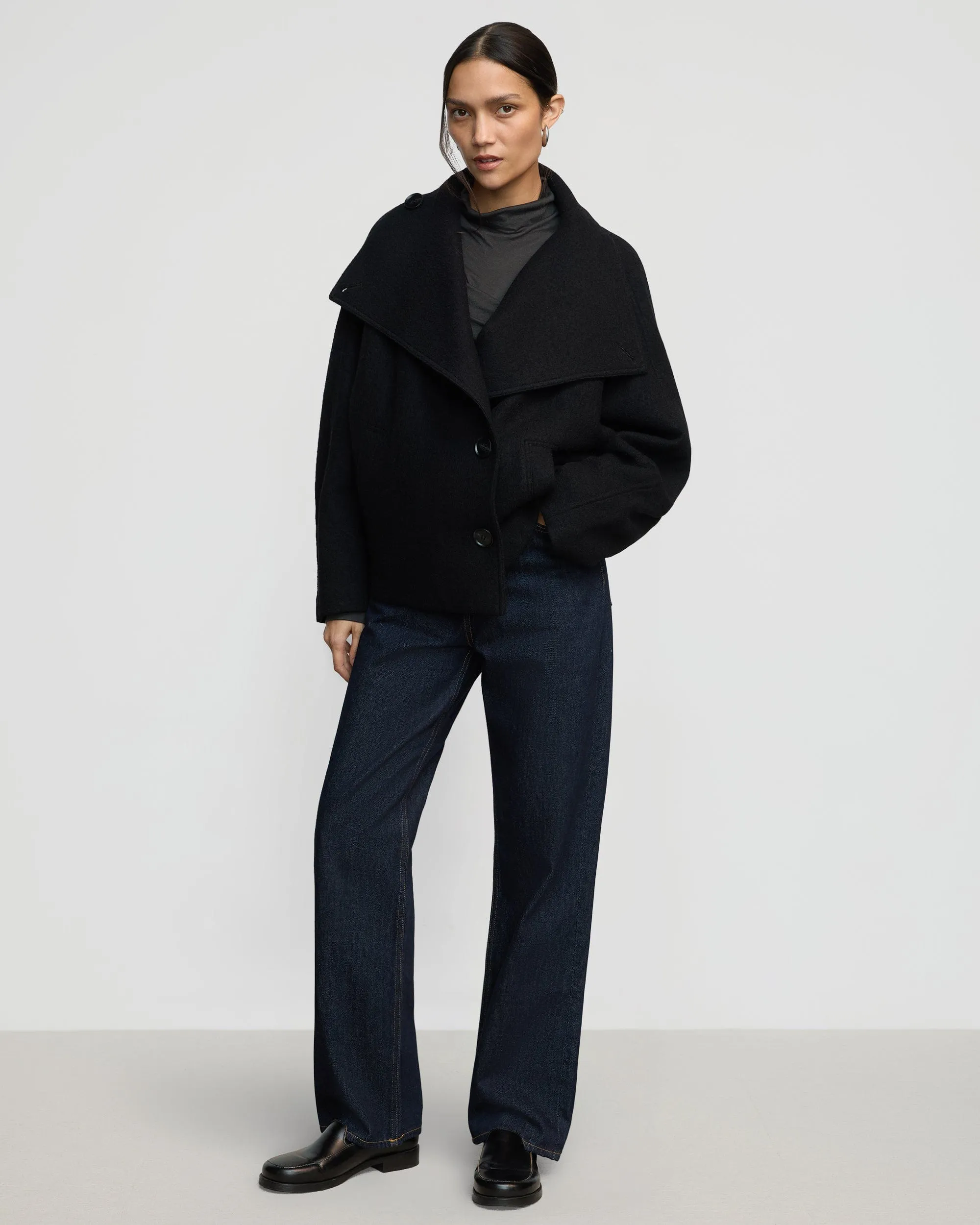 Vashti Wool-Blend Collared Peacoat