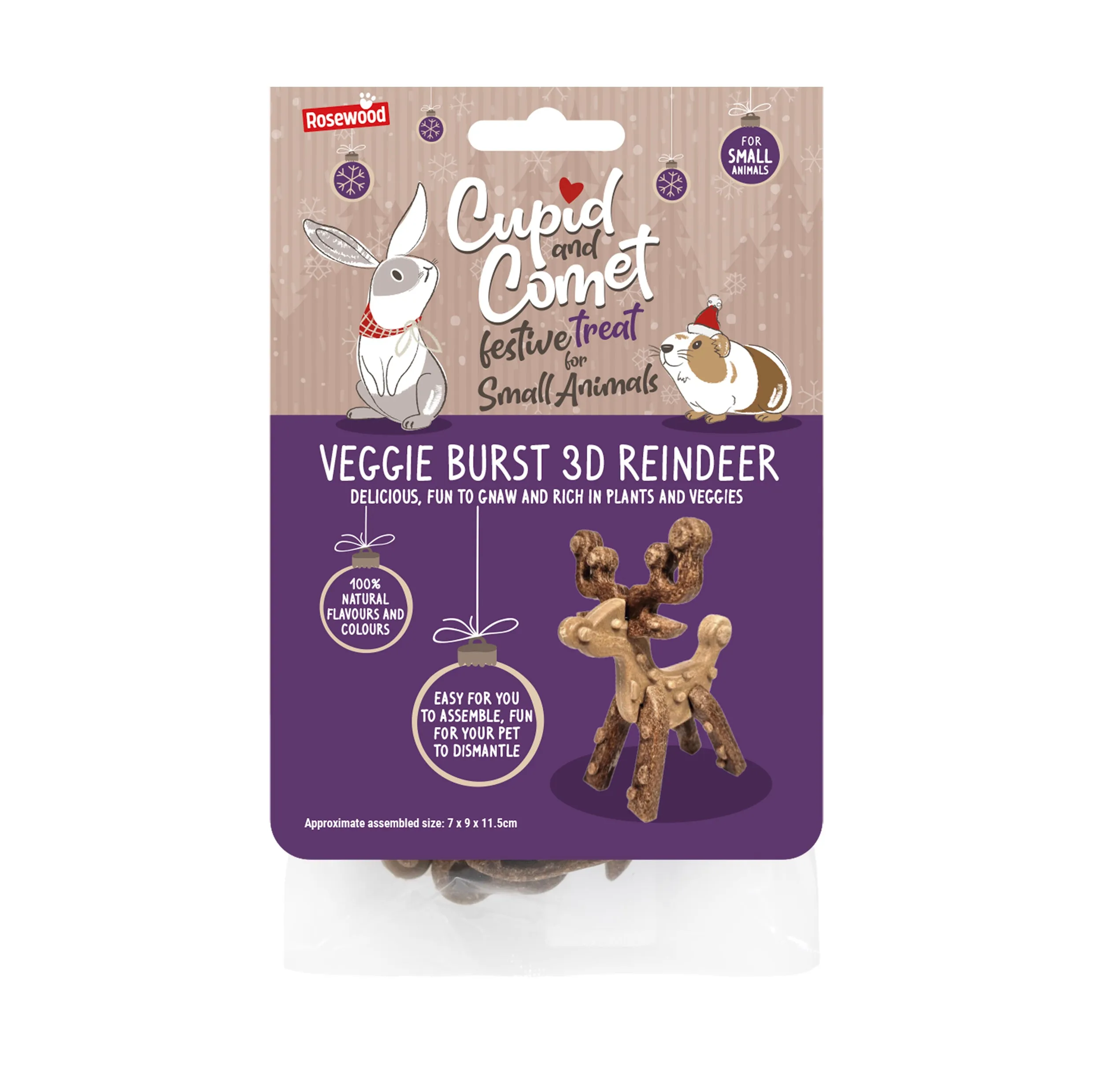 Veggie Burst 3D Reindeer | Small Pet Christmas Treat by Rosewood