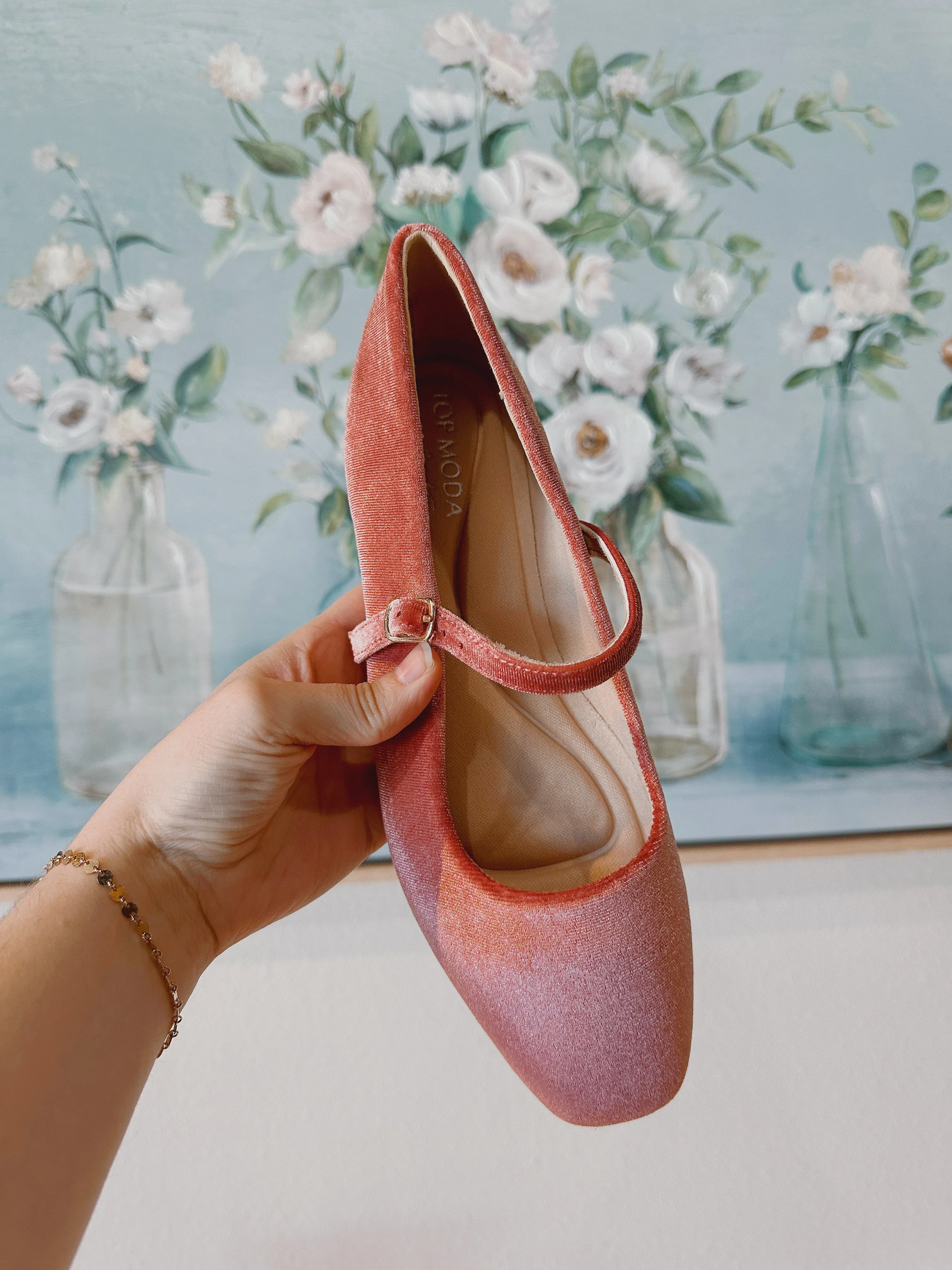 Velvet Ballet Flats in Mauve