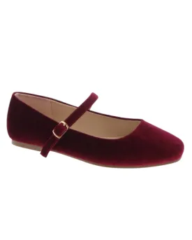 Velvet Ballet Flats in Red