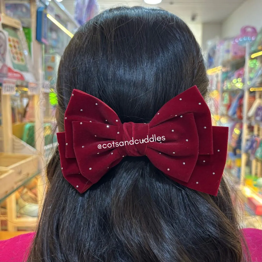 Velvet Bow Design Alligator Hair Clip (1pcs)