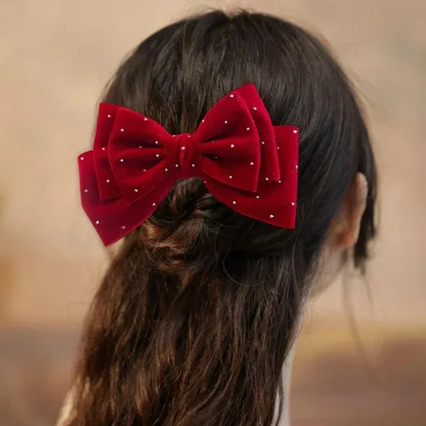 Velvet Bow Design Alligator Hair Clip (1pcs)