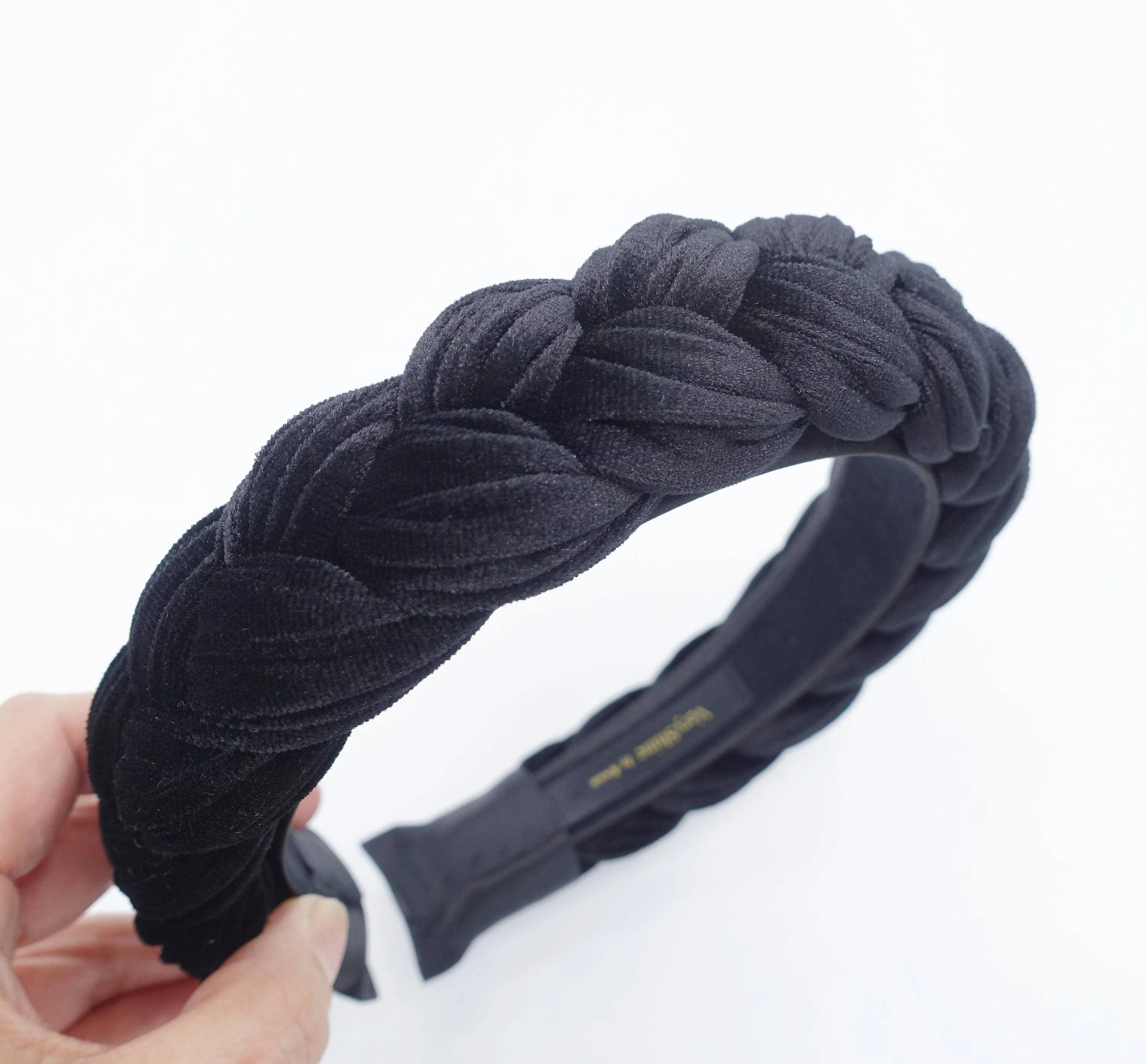 velvet braided headband wide version stylish chunky hairband women plaited hair  accessory