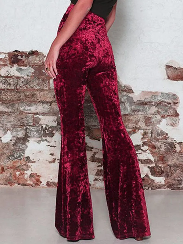 Velvet Flare Leg Pants