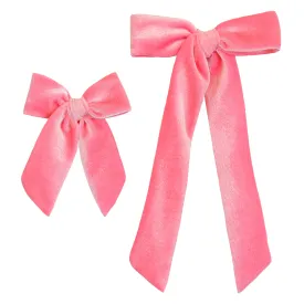 Velvet - Melon Pink Bow Sash Clip