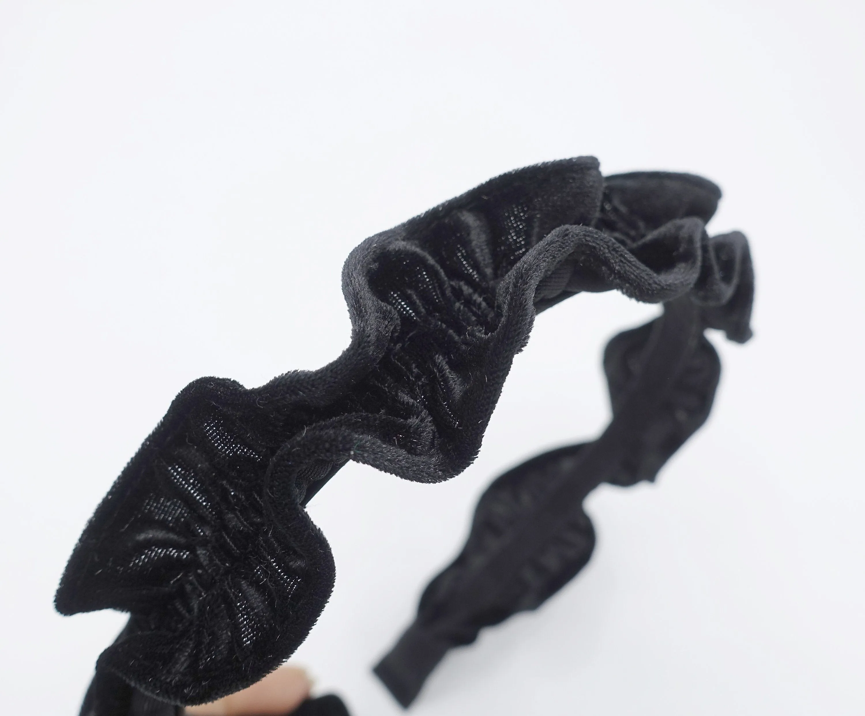 velvet pleats headband narrow ruffle wave hairband