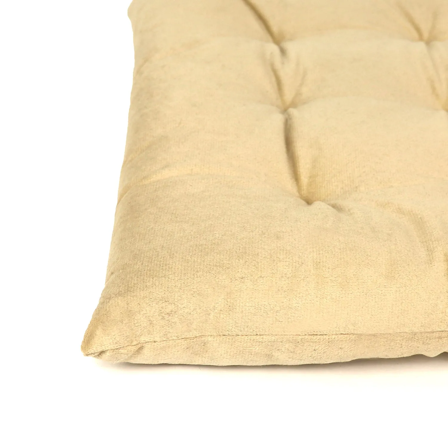 Velvet Slip Free Tufted  Chair Cushion Beige 40x40cm - Pack of 4