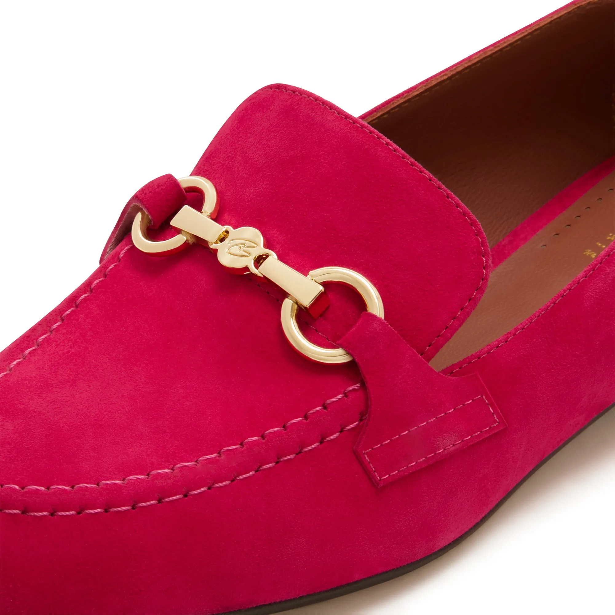 Vendôme Fleur fuchsia suede loafers