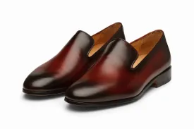 Venetian Loafers - Oxblood and Black Patina Finish