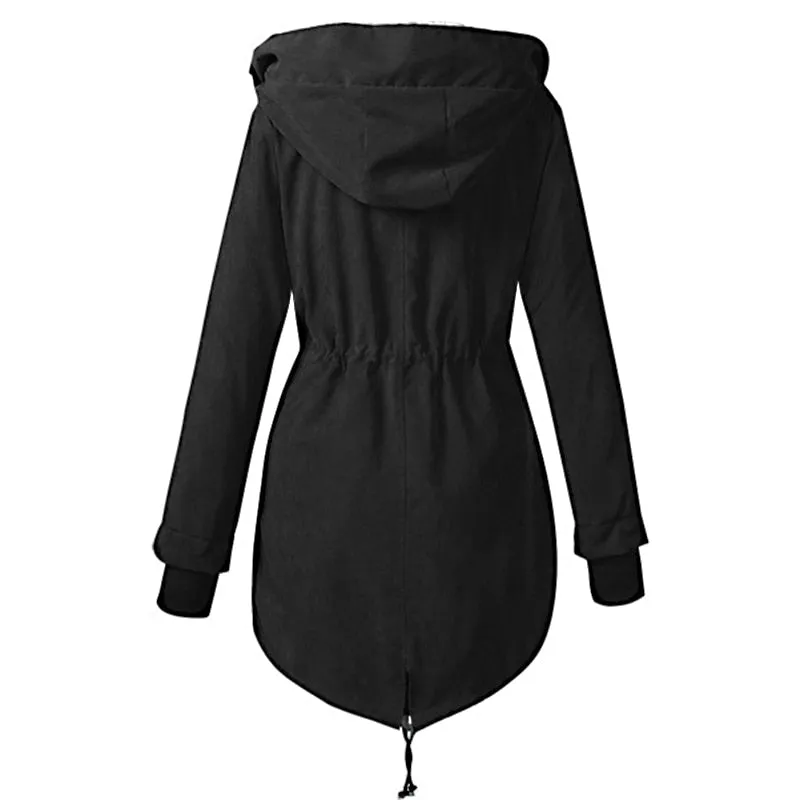 VenusFox Mid Long Zipper Hoodie Coat