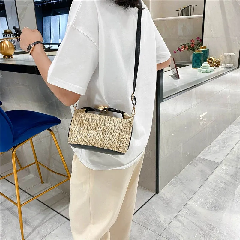 Versatile Small Square Straw Woven Bag