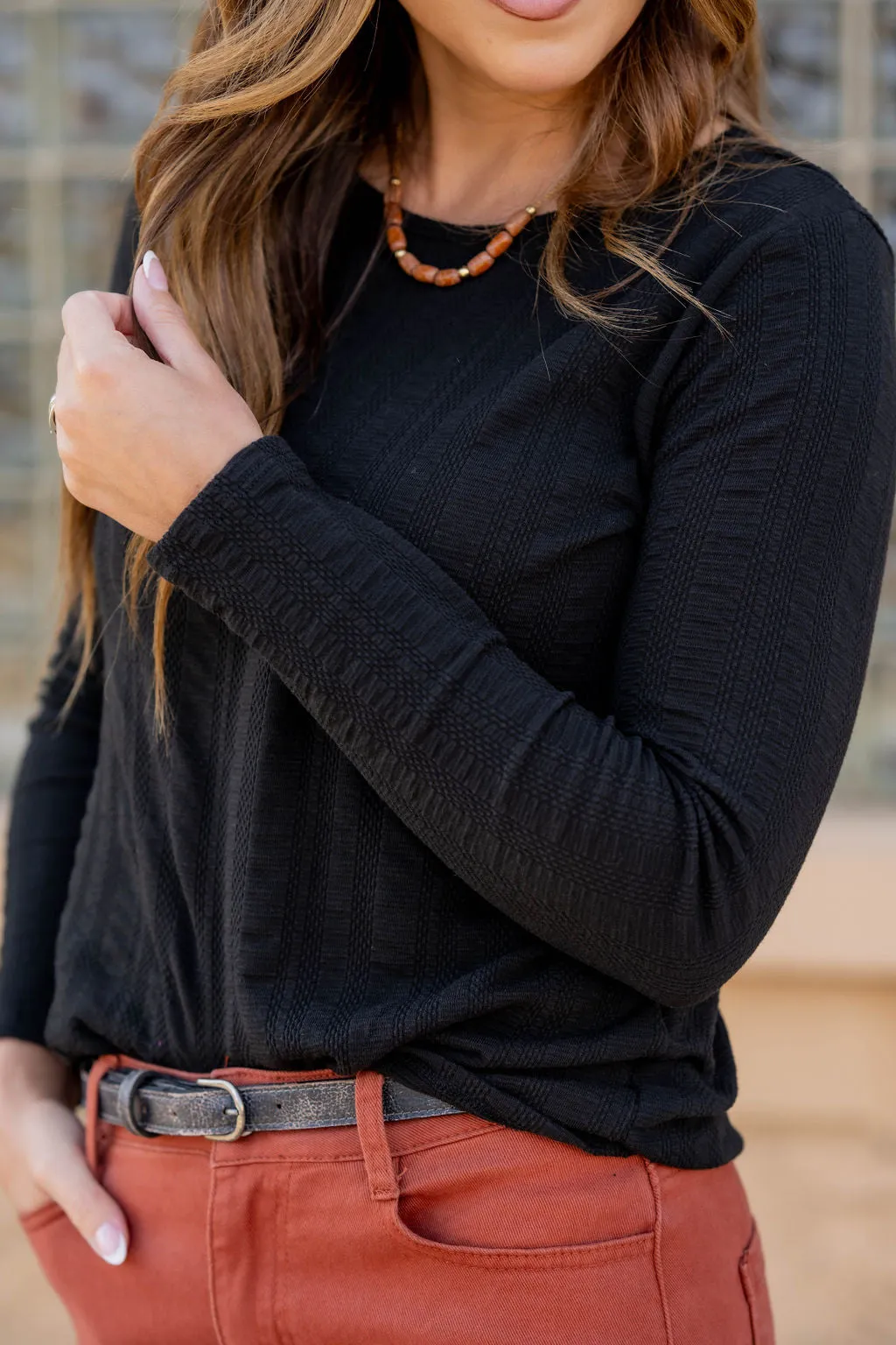 Vertical Textured Stripes Tee