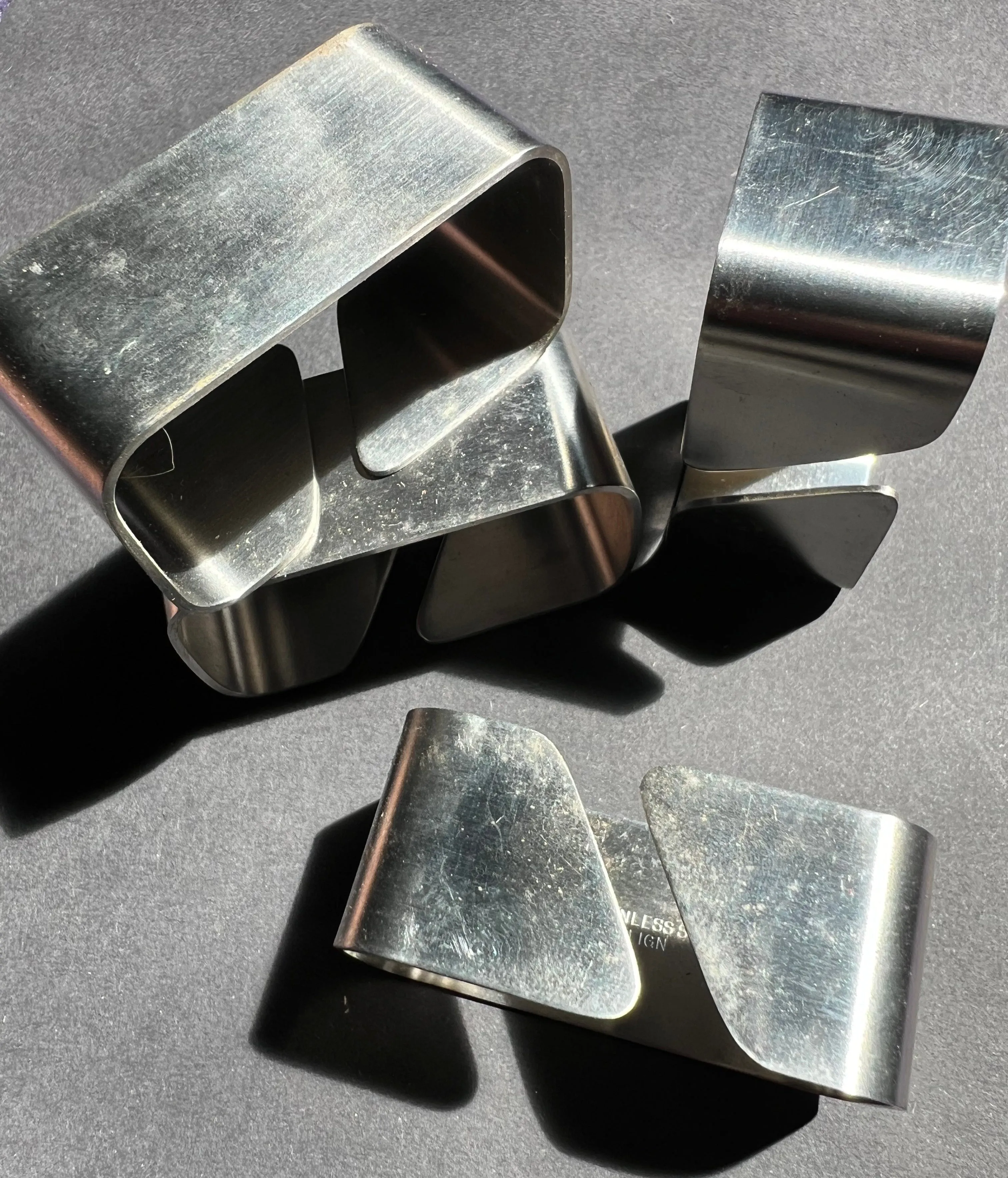 Very 1970s Box of Stainless Steel Napkin Rings