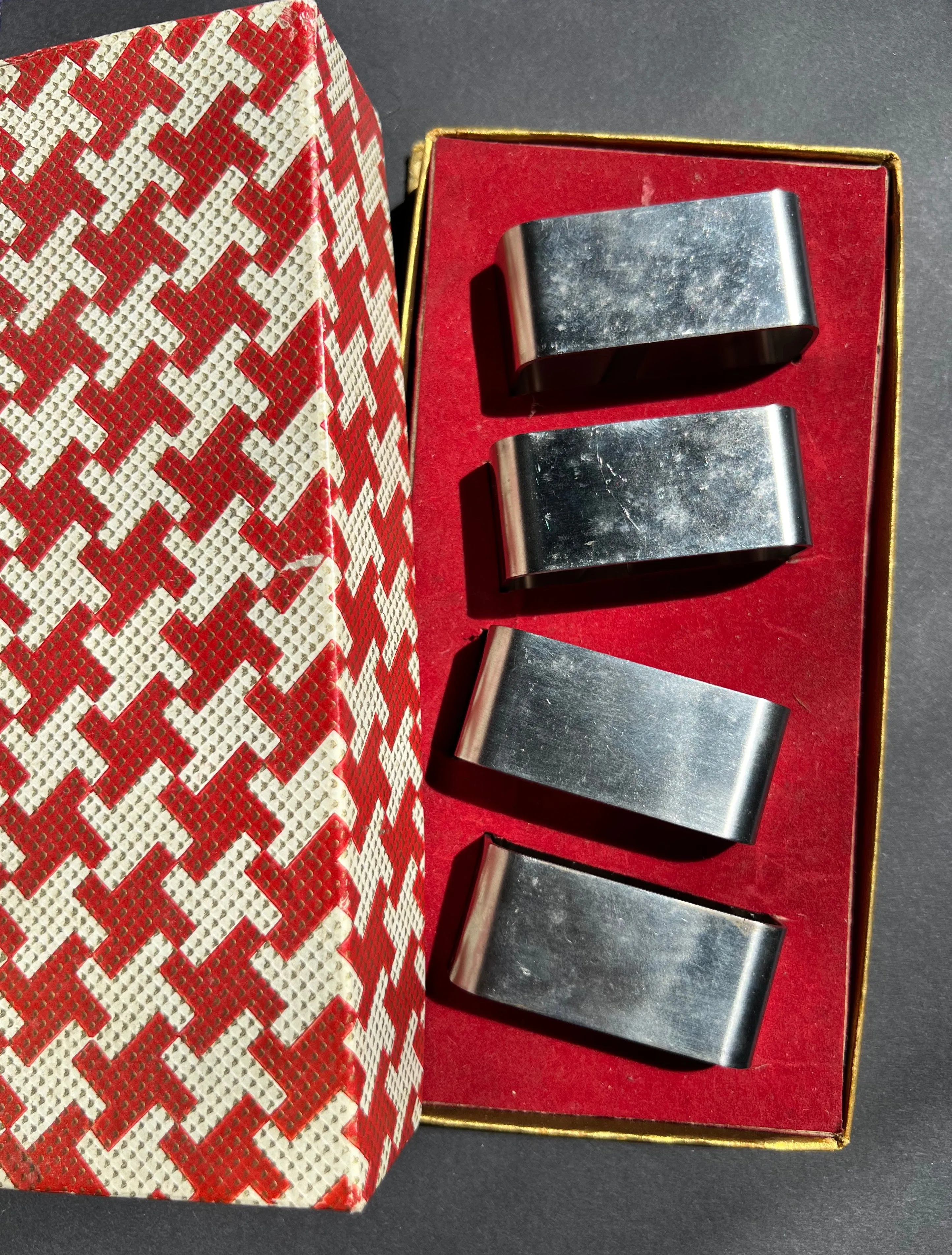 Very 1970s Box of Stainless Steel Napkin Rings