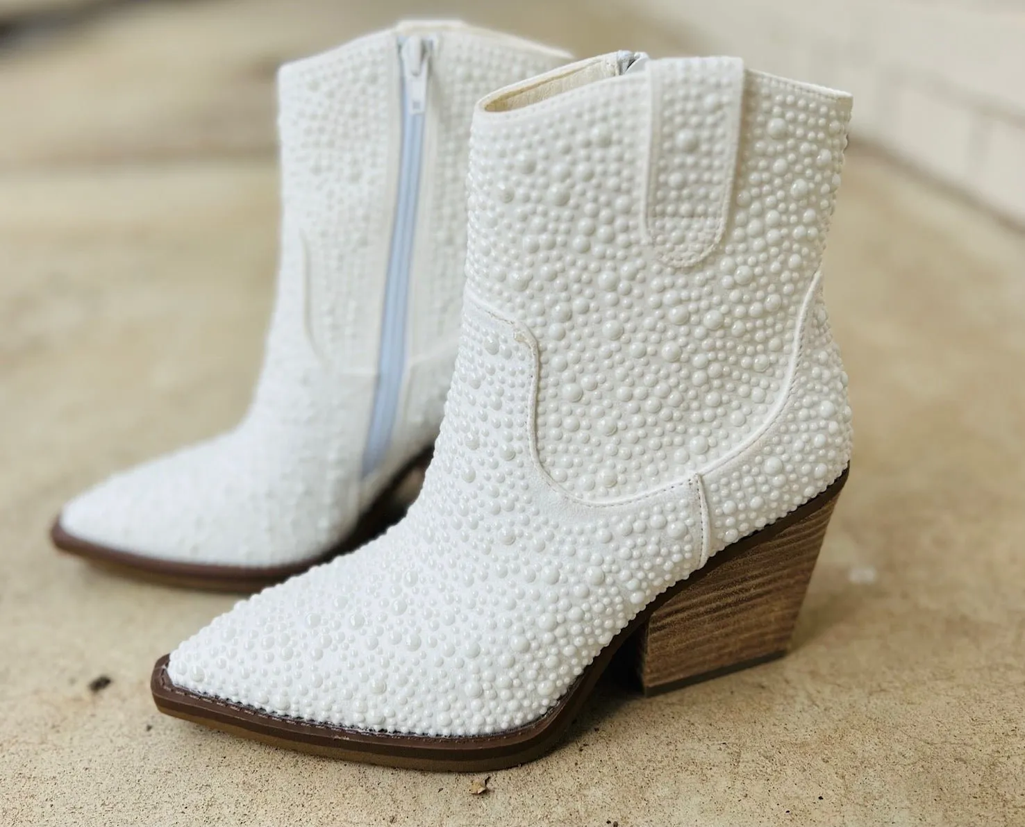 Very G Pearl "Kady" Silver Rhinestone Booties