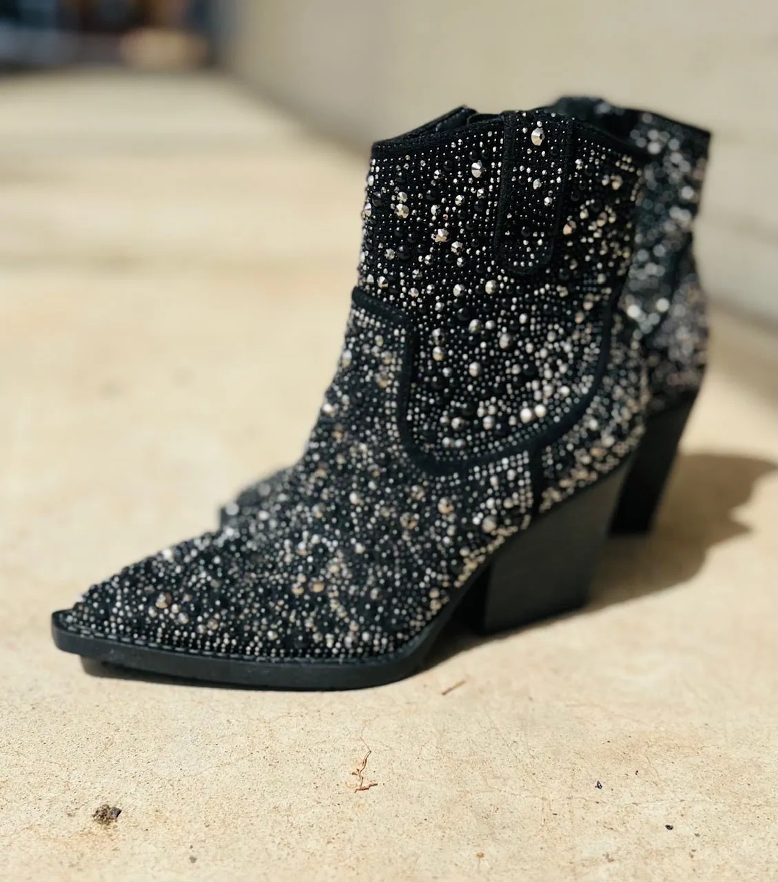 Very G Pearl "Kady" Silver Rhinestone Booties