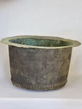 Very large 19th Century French copper planter from Burgundy with riveted detail 30¼"