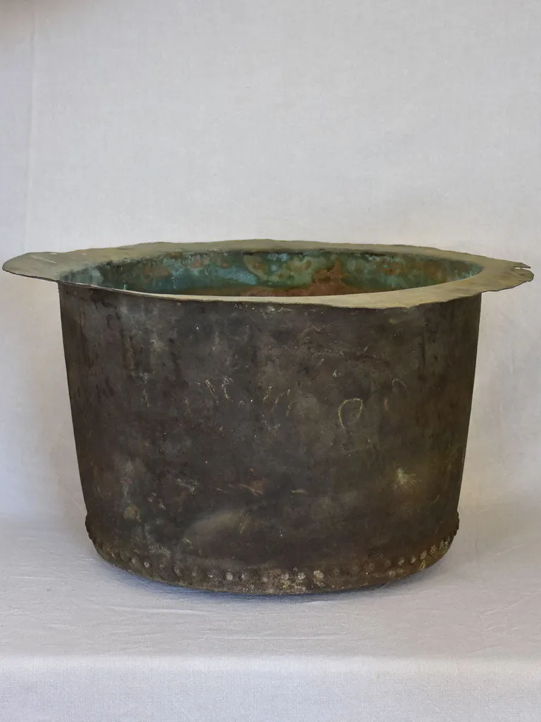 Very large 19th Century French copper planter from Burgundy with riveted detail 30¼"