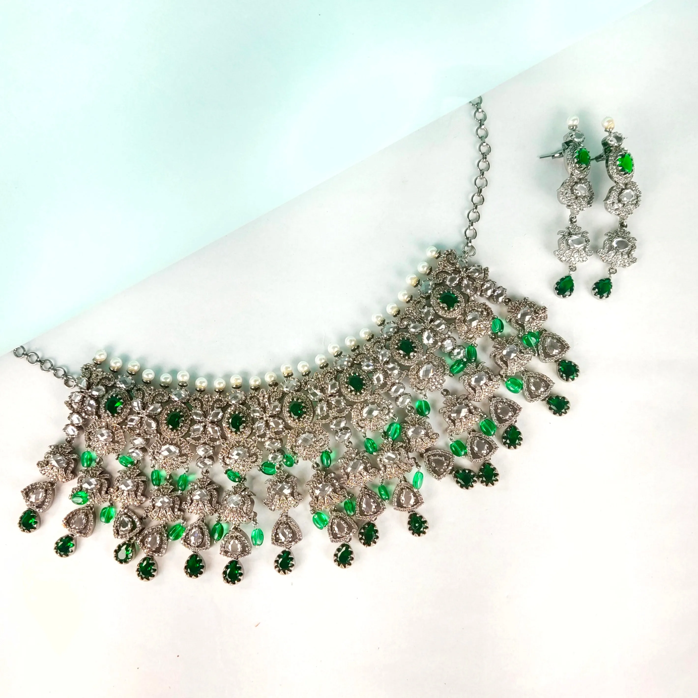 Victorian Cz Diamond Choker Set By Asp Fashion Jewelleryl