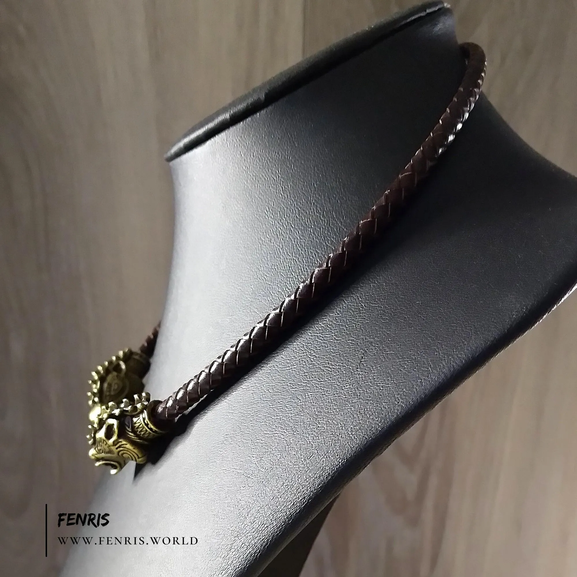 Viking Torc Bronze Stag Brown Leather | Fenris