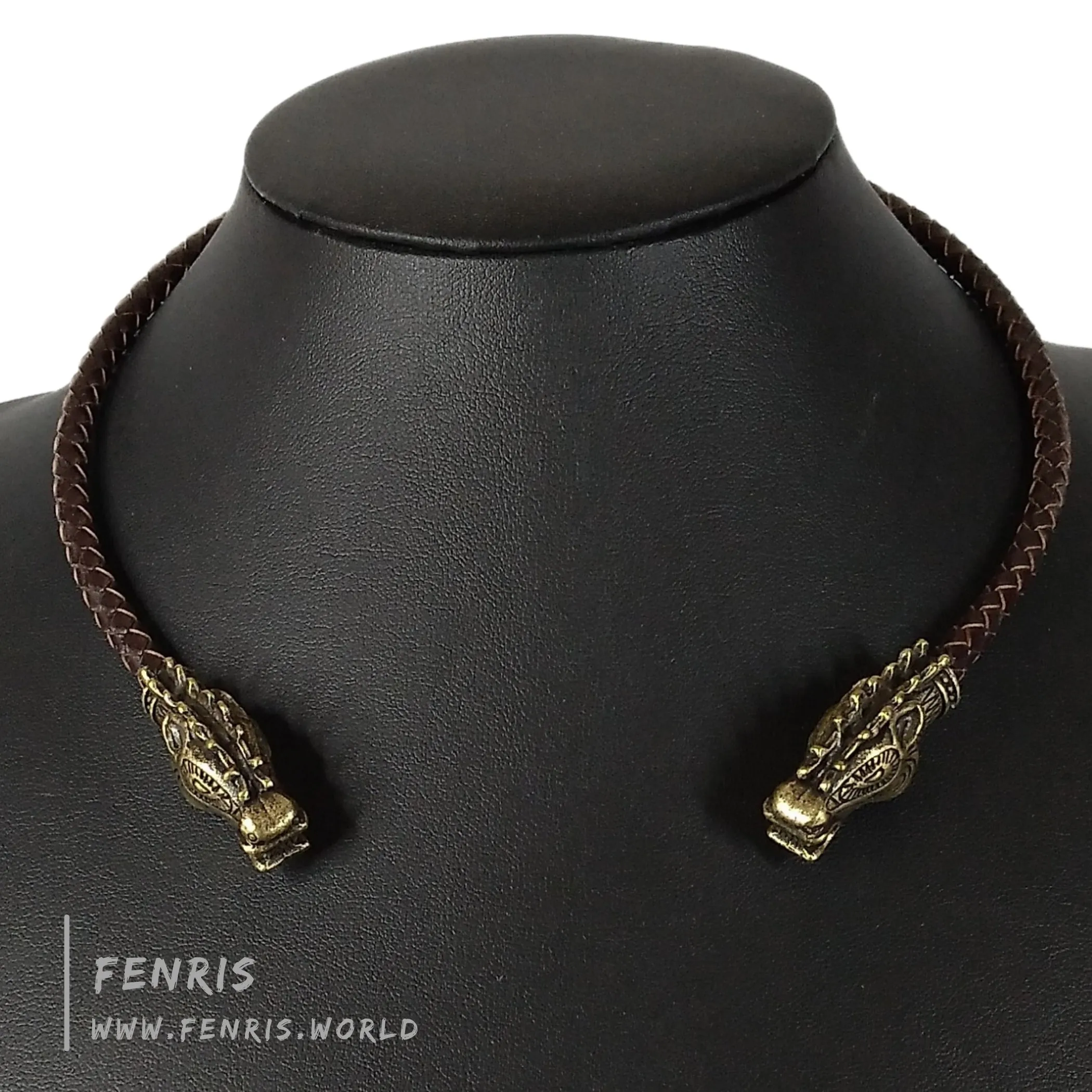 Viking Torc Bronze Stag Brown Leather | Fenris