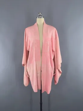 Vintage 1920s Vintage Silk Haori Kimono Cardigan / Cotton Candy Pink