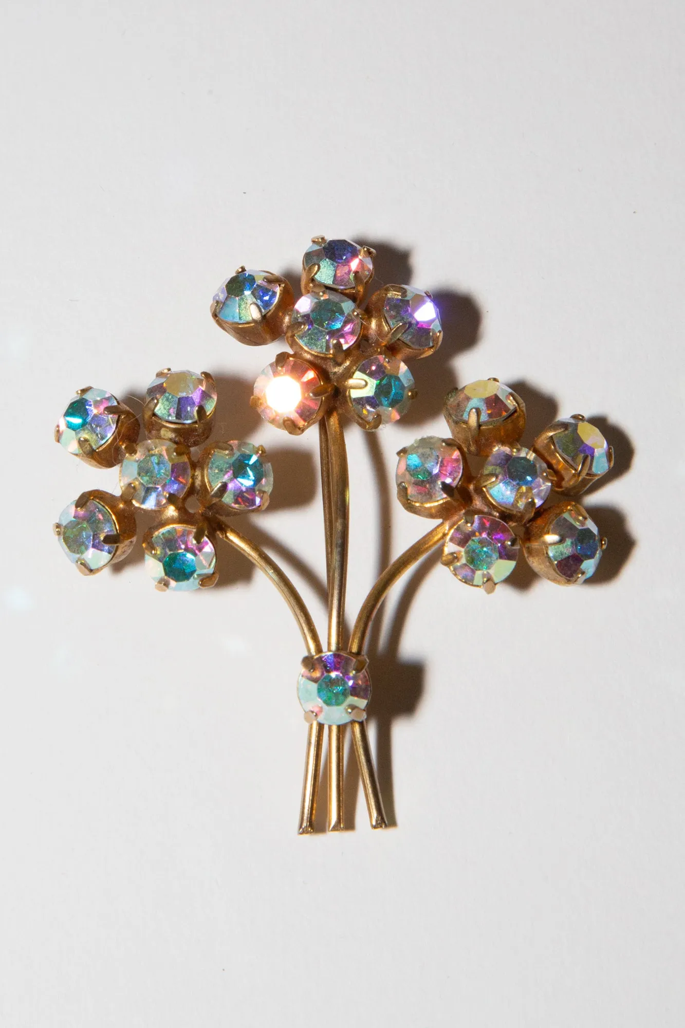 Vintage 1950s Floral Crystal Brooch