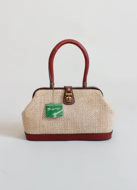 Vintage 1960s Aigner Jute and Leather Doctor Bag