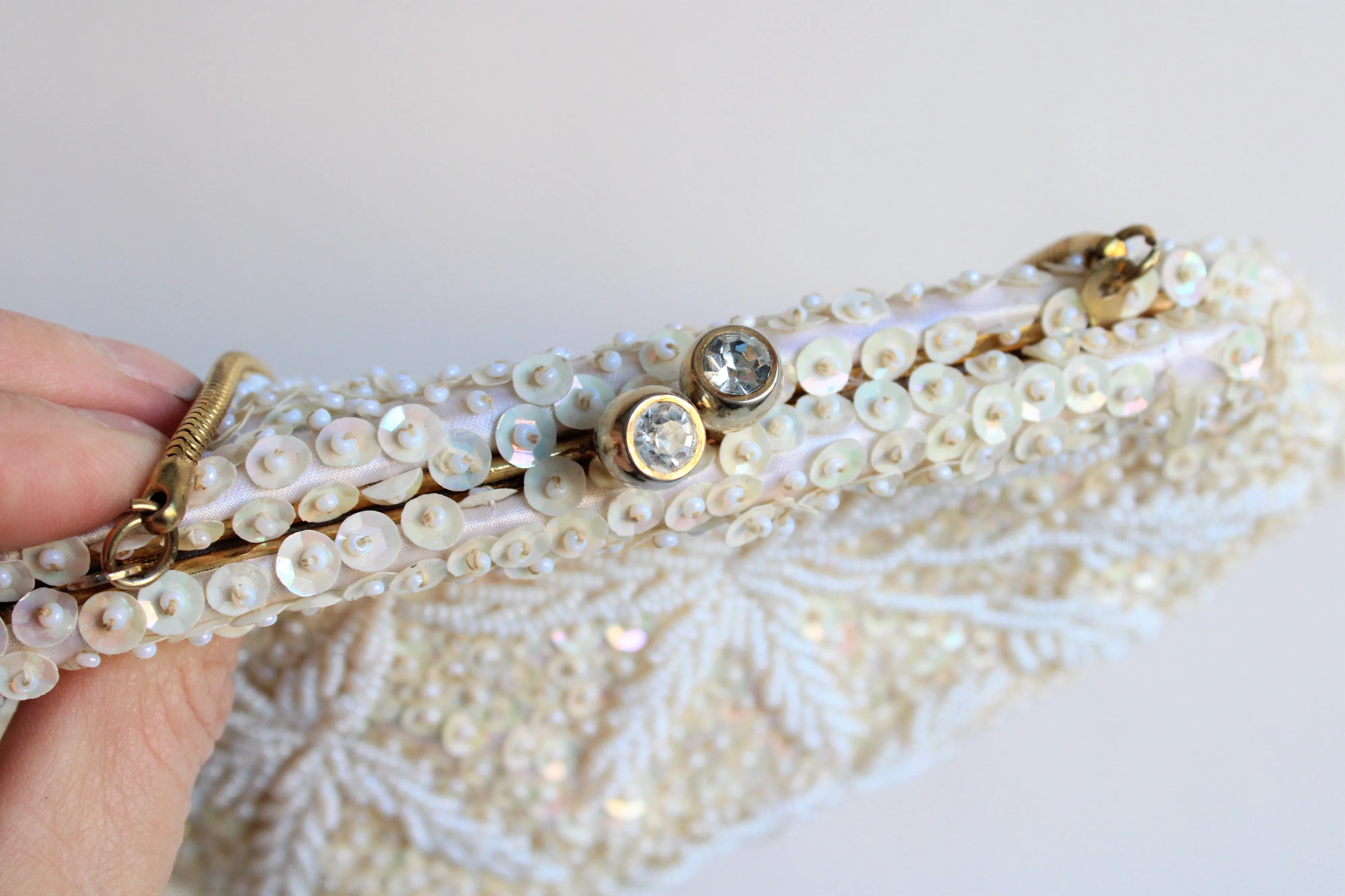 Vintage 1960s Beaded and Sequined Clutch Bag