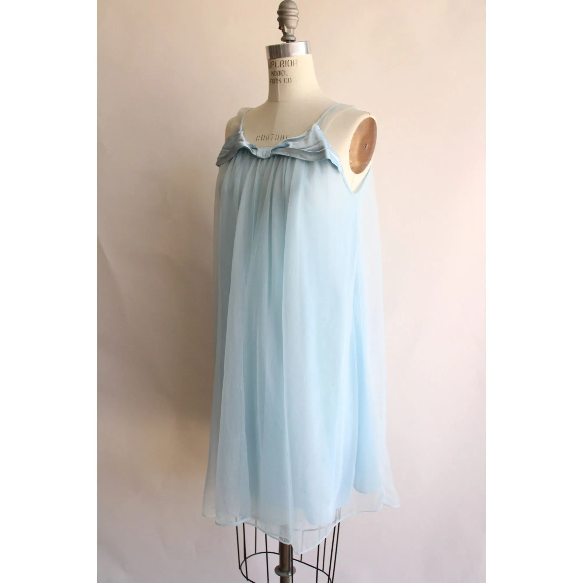 Vintage 1960s Nightgown Blue Babydoll Nightgown