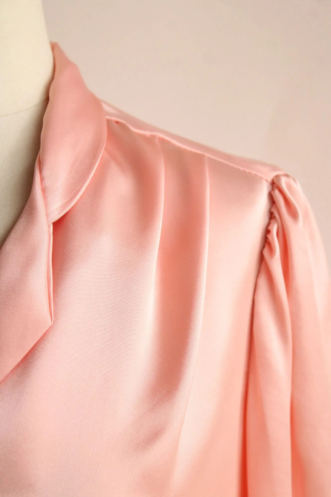 Vintage 1980s Pink Satin Button Up Blouse