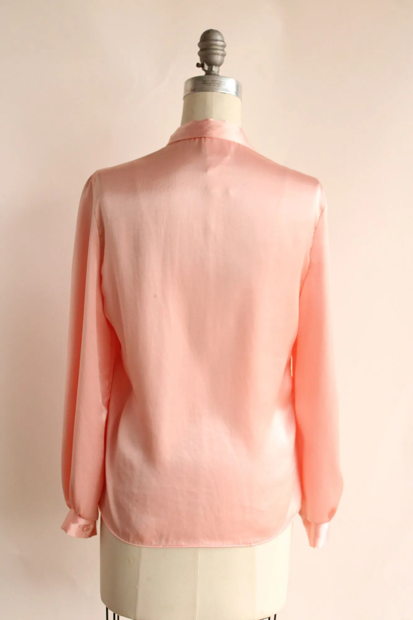 Vintage 1980s Pink Satin Button Up Blouse