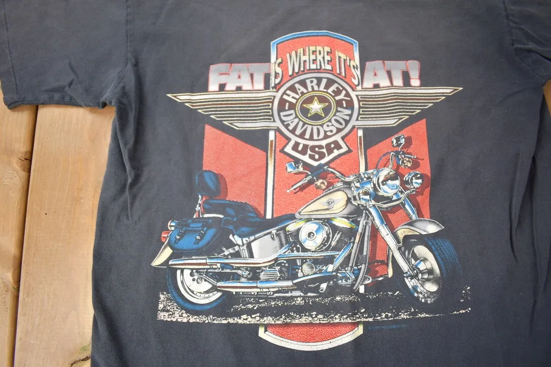 Vintage 1993 Quinlan's Harley Davidson Huntsville Canada Single Stitch Graphic T-Shirt Made In USA