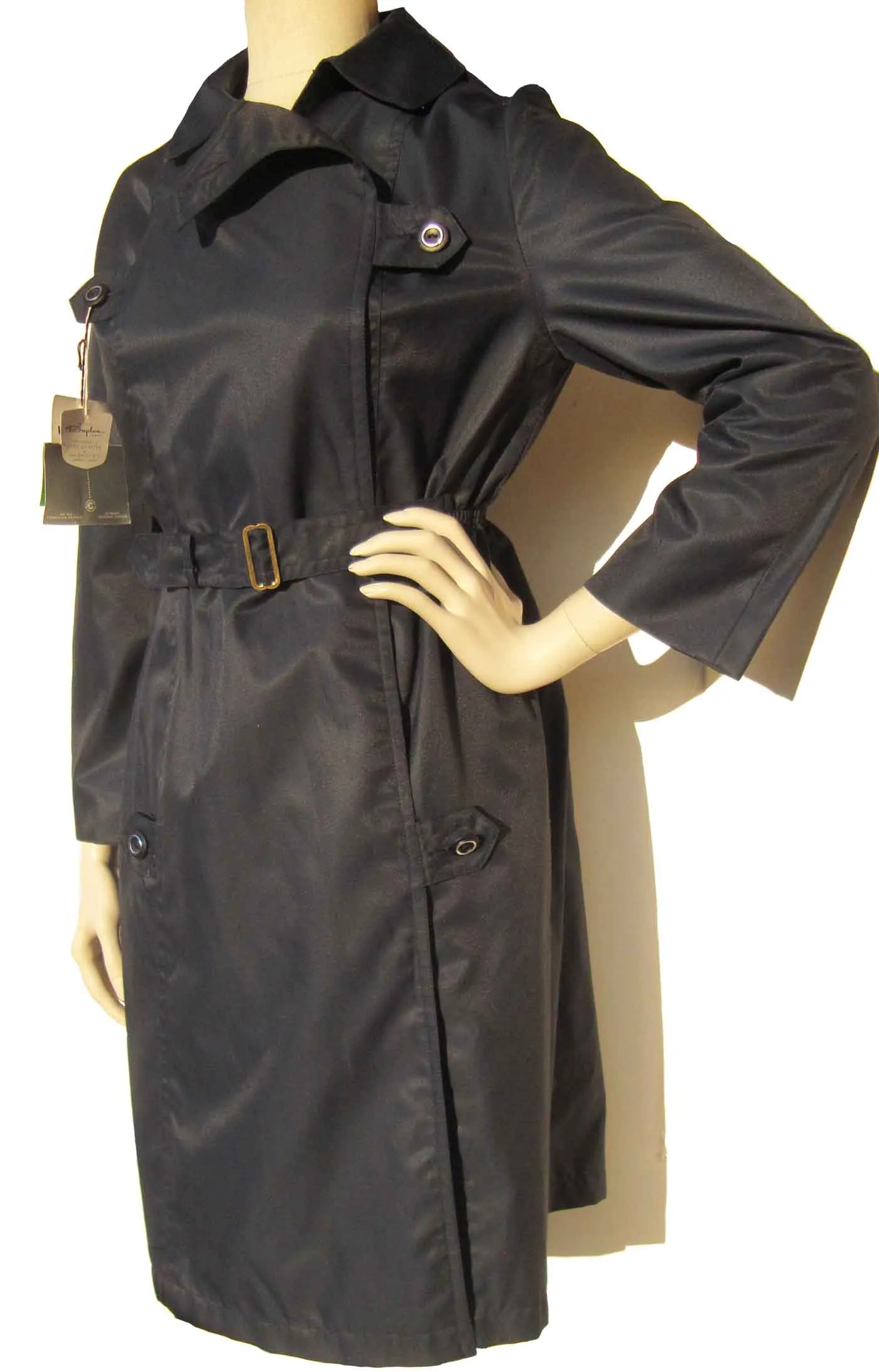 Vintage 60s Navy Trench Coat Deadstock w/ Tags Weather Queen – S / M