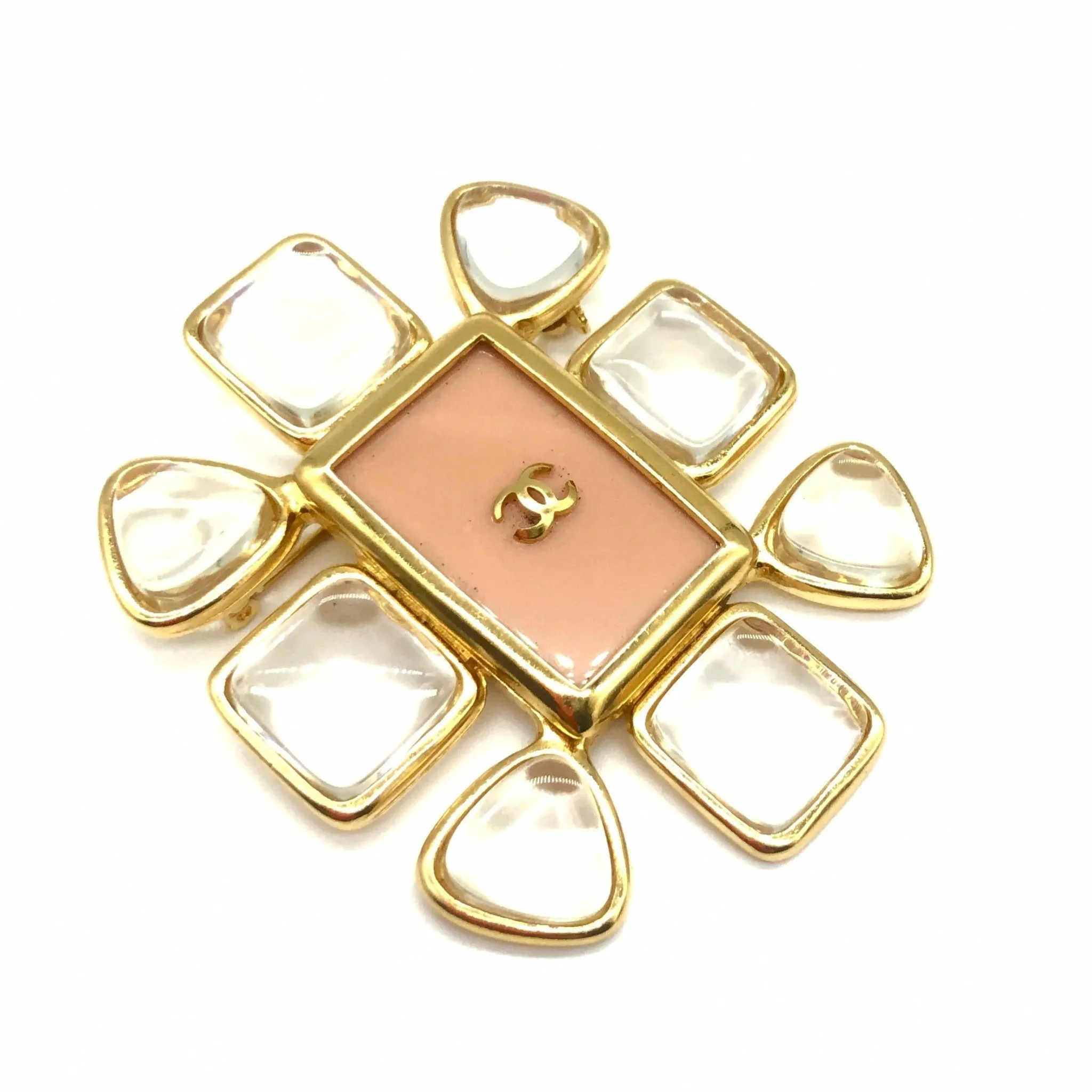 Vintage Chanel Pink Pin with Clear Petals