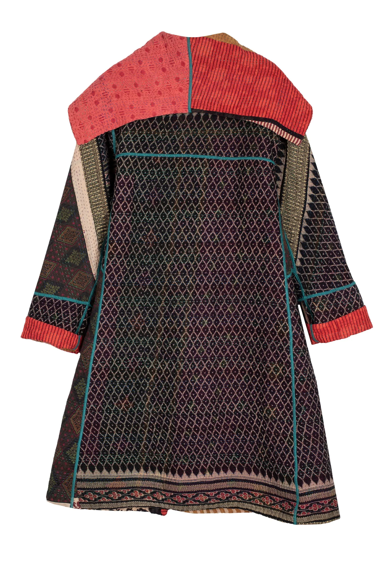 VINTAGE COTTON KANTHA A-LINE COAT - cv4309-0052a -