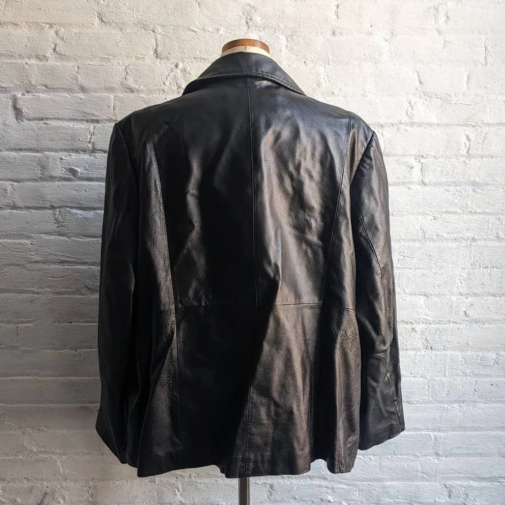 Vintage Minimalist Leather Trench Jacket Chic Baddie Biker Moto Goth Duster Coat