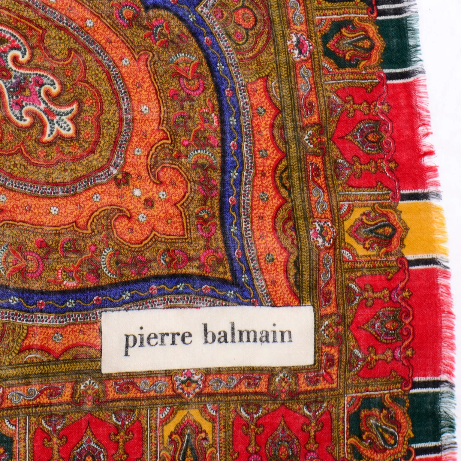 Vintage Pierre Balmain Paisley Oversized Wool Scarf