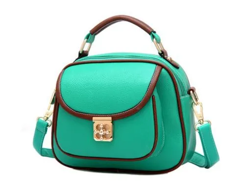 Vintage PU Leather Crossbody Satchel Bag - Green