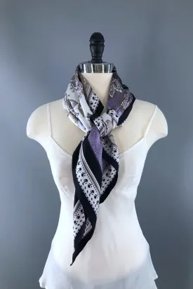 Vintage Silk Scarf / Purple Paisley Print